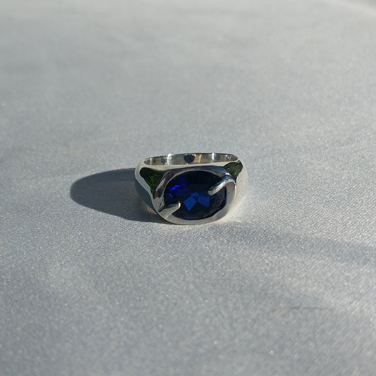 Custom Blue Sapphire Signet