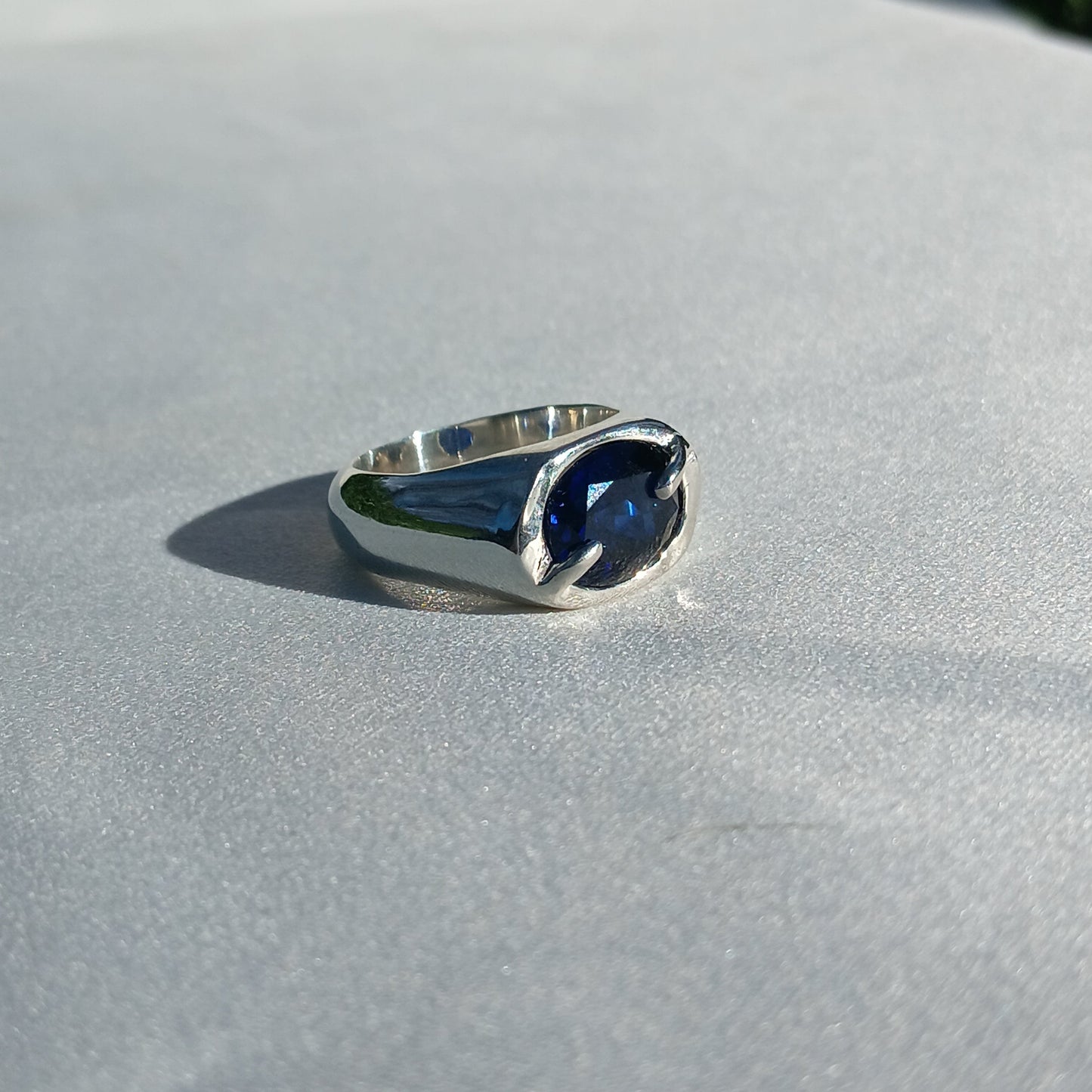 Custom Blue Sapphire Signet